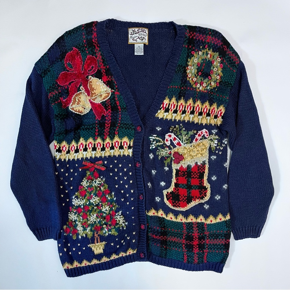 Vintage Christmas Cardigan Sweater by Heirloom Collectibles Size Medium